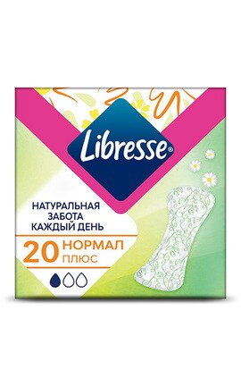 LIBRESSE-Прокладки женские ежедневные Libresse Натуральная забота 20 шт-7322540523249-