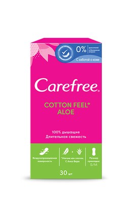 CAREFREE-Прокладки жіночі щоденнi Carefree Cotton Feel Aloe 30 шт-3574661565040-