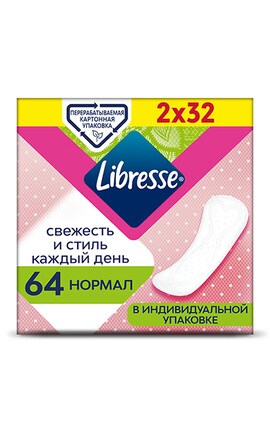 LIBRESSE-Прокладки женские ежедневные Libresse DailyFresh Normal ультраоттенки 64 шт-7322540758214-