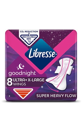 LIBRESSE-Прокладки женские гигиенические Libresse Ultra Goodnight Extra Large ночные 8 шт-7322540918281-