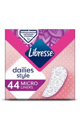 LIBRESSE-Прокладки женские ежедневные Libresse DailyFresh micro 44 шт-7322540510591-