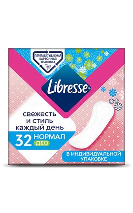 LIBRESSE-Прокладки женские ежедневные Libresse DailyFresh Normal Deo ультраоттенки 32 шт-7322540867794-