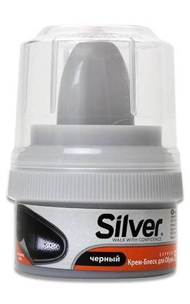 SILVER-Крем-блеск для обуви Silver с аппликатором черный 50 мл-8690757001096-