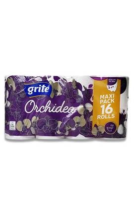 GRITE-Туалетная бумага Grite Orchidea трехслойная 16 шт-4770023348200-