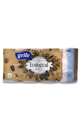 GRITE-Туалетная бумага Grite Ecological трехслойная 8 шт-4770023350241-
