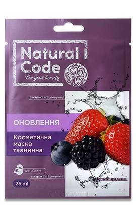 NATURAL CODE-Тканинна маска для обличчя Natural Code Оновлення 25 мл-4820185223782-