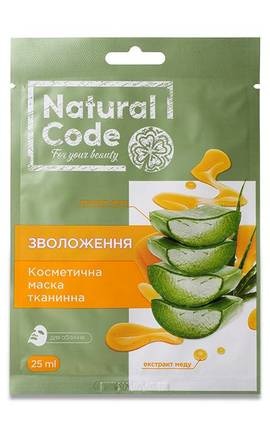 NATURAL CODE-Тканинна маска для обличчя Natural Code Зволоження 25 мл-4820185223799-