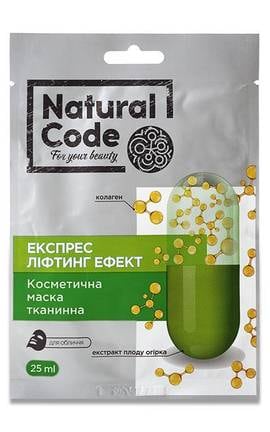 NATURAL CODE-Тканинна маска для обличчя Natural Code Ліфтинг ефект 25 мл-4820185223829-