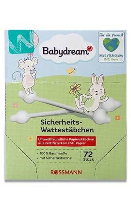 BABYDREAM-Ватные палочки для детей Babydream гигиенические с ограничителем 70 шт-4305615652870-