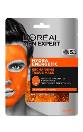 MEN EXPERT-Маска тканинна для обличчя L'Oreal Paris Men Expert Hydra Energetic для чоловіків, 30 г-3600523704378-