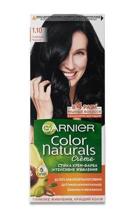 COLOR NATURALS-Крем-фарба для волосся Garnier Color Naturals Інтенсивне живлення, тон 1.10 Глибокий чорний, 112 мл 1 шт-3600542425087-
