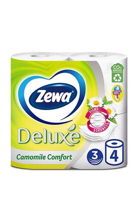 ZEWA-Туалетний папір Zewa Deluxe Camomile Comfort з ароматом ромашки, тришаровий 4 шт-7322540060133
