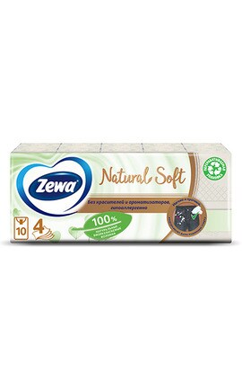 ZEWA-Носові хустинки Zewa Natural Soft не ароматизовані, 10 упаковок по 9 шт -7322541285733-