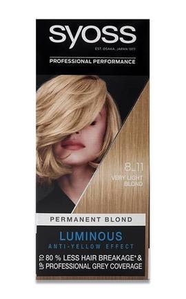 SYOSS SALONPLEX-Фарба для волосся Syoss Luminous Anti-Yellow Effect Permanent Blond тон 8-11 Світло Русявий 135 мл-9000101628876-