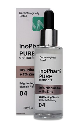 INOPHARM PURE ELEMENTS-Сироватка проти недоліків шкіри для обличчя InoPharm з 10% ніацинамідом та 1% цинком, 30 мл-3800038936114-