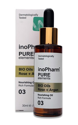 INOPHARM PURE ELEMENTS-Олія регенеруюча для обличчя InoPharm Троянда та аргана, 30 мл-3800038936046-