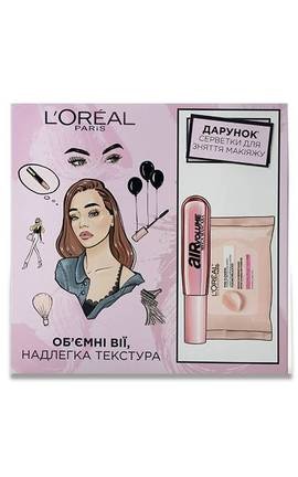 L'OREAL PARIS-Подарунковий набір L'oreal Paris Об'ємні вії Надлегка текстура Air Volume Серветки 1 шт-5902503373573-