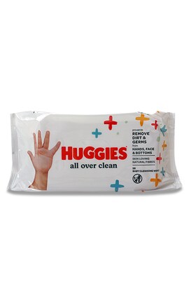 HUGGIES-Серветки вологі дитячі Huggies All Over Clean багатошарові 56 шт-5029053550022