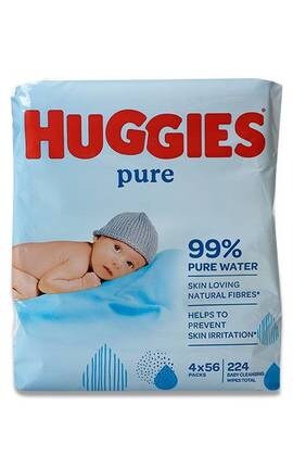 HUGGIES-Салфетки влажные детские Huggies Pure 224 шт-5029053550121-