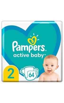 PAMPERS-Підгузки дитячі Pampers Active Baby розмір 2 4-8 кг 64 шт-8006540045428-