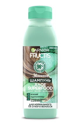 FRUCTIS-Шампунь для волос Garnier Fructis Superfood Алоэ Увлажнение для нормальных и сухих волос 350 мл-3600542290548-