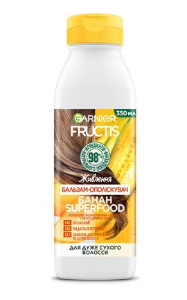 FRUCTIS-Бальзам-ополаскиватель для волос Garnier Fructis Superfood Банан Питание для очень сухих волос 350 мл-3600542290531-