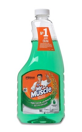 MR MUSCLE-Засіб для миття скла та поверхонь зі змінною пляшкою Mr.Muscle Ранкова роса 500 мл-4823002000160-
