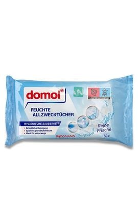 DOMOL-Серветки для прибирання вологі мультифункціональні для дому Domol Fresh 50 шт-4305615777139-