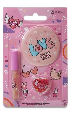 GLAM CHIC-Дитячий набір Glam Chic Маленька красуня Блиск-бальзам для губ, 3 г+Блиск для губ, 2,3 г+Дзеркальце-4820018032758-