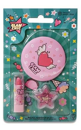 GLAM CHIC-Детский набор Glam Chic Маленькая красавица Блеск-бальзам для губ, 2,5 г+Помада для губ, 2 г+Зеркальце-4820018032871-