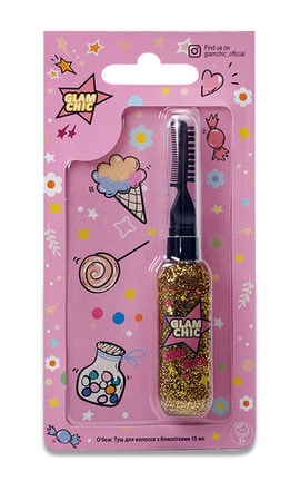 GLAM CHIC-Туш для волосся Glam Chic з блискітками, колір золотий, 15 мл-4820018032833-