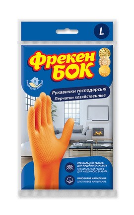 ФРЕКЕН БОК-Господарські рукавички латексні Фрекен Бок розмір L 1 пара 1 шт-4823071625028-