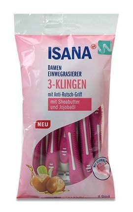 ISANA-Станки одноразовые для бритья женские Isana с тройным лезвием, 8 шт-4305615654607-
