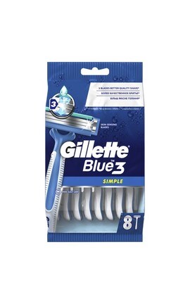 GILLETTE-Одноразові бритви для чоловіків Gillette Blue 3 Simple, 8 шт-7702018429660-