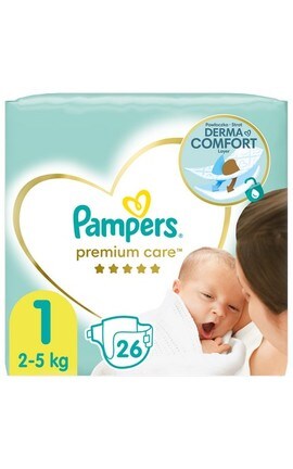 PAMPERS-Подгузники детские Pampers Premium Care размер 1 2-5 кг 26 шт-8001841104614-