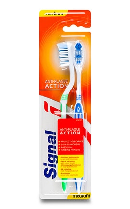 SIGNAL-Зубна щітка medium Signal Anti-Plaque Action 2 шт-8718114047928-