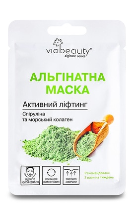 VIABEAUTY-Маска для лица альгинатная омолаживающая Via Beauty Активный лифтинг Спирулина и морской коллаген 25 г-6971663406208-