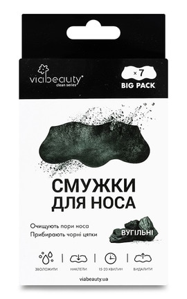 VIABEAUTY-Смужки для носа очищувальні вугільні Via Beauty 7 шт-6971663406635-