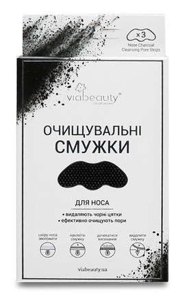 VIABEAUTY-Полоски для носа очищающие угольные Via Beauty 3 шт-6971663406284-
