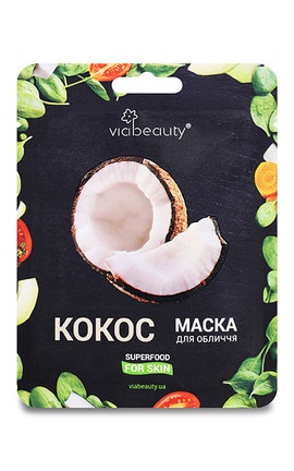 VIABEAUTY-Маска для лица тканевая с маслом кокоса для сияющей и здоровой кожи Via Beauty 25 г-6971663406581-