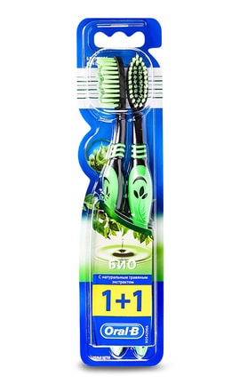ORAL B-Щітки зубні з натуральним трав'яним екстрактом Oral-B Біо 1+1 2 шт-3014260104757-