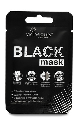 VIABEAUTY-Маска для обличчя з бамбуковим вугіллям Via Beauty Black Mask 10 мл-6971663406130-