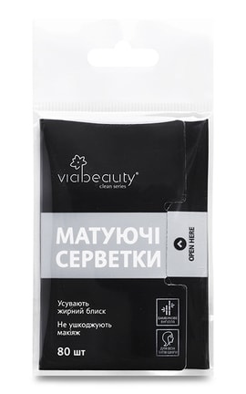 VIABEAUTY-Салфетки матирующие абсорбирующие с бамбуковым углем Via Beauty 80 шт-6971663406475-
