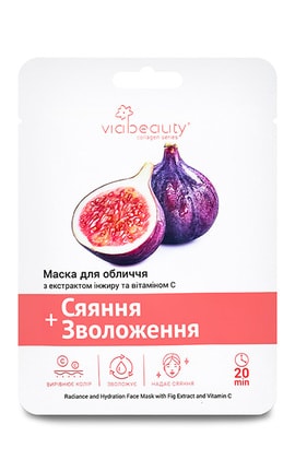 VIABEAUTY-Маска для лица тканевая VIA Beauty Сияние+Увлажнение 1 шт-6971663406659-