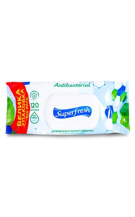 SUPERFRESH-Серветки вологі універсальні Superfresh Antibacterial 120 шт-4823071642285-