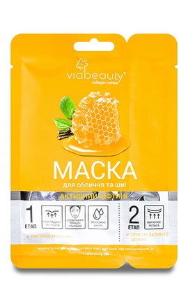 VIABEAUTY-Маска для обличчя та шиї тканинна Аквабаланс Via Beauty 1 шт-6971663406413-