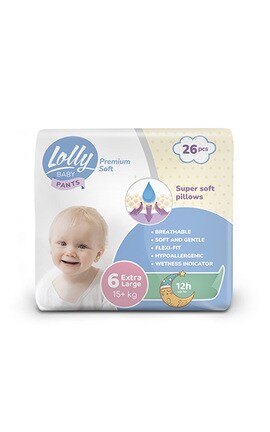 LOLLY-Подгузки-трусики детские Premium Soft Lolly размер 6 15+ кг 26 шт-4820174981013-