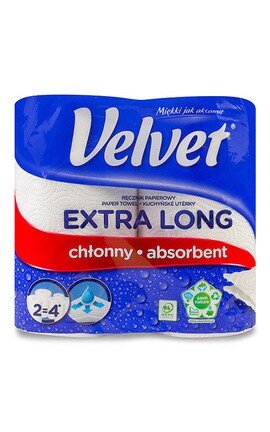 VELVET-Рушники паперові кухонні 2-х шарові Velvet Extra Long 2 шт-5901478998828-