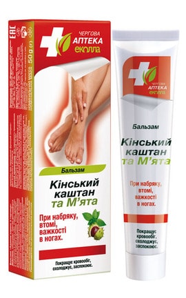 ЧЕРГОВА АПТЕКА-Бальзам от отека и усталости в ногах Конский каштан и Мята 50 г-4820008319760-