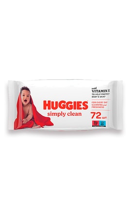 HUGGIES-Серветки вологі для дітей багатошарові Simply clean Huggies 72шт-5029053582238-